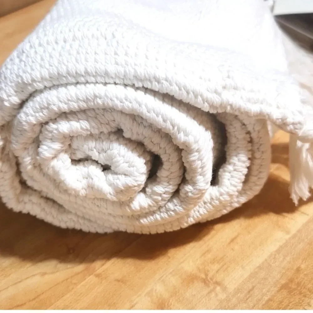 Hearth & Hand Magnolia Ivory Textured Fringed Ends Table Runner